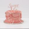vintage lambeth cake sweet sixteen roze met witte strikjes
